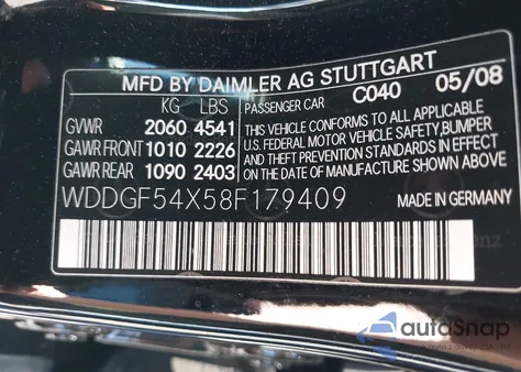 2008 Mercedes-Benz C 300 Luxury/Sport из США, поврежденный, VIN WDDGF54X58F179409